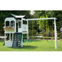 Reign Two Story Playhouse + Swing Attachment Bundle