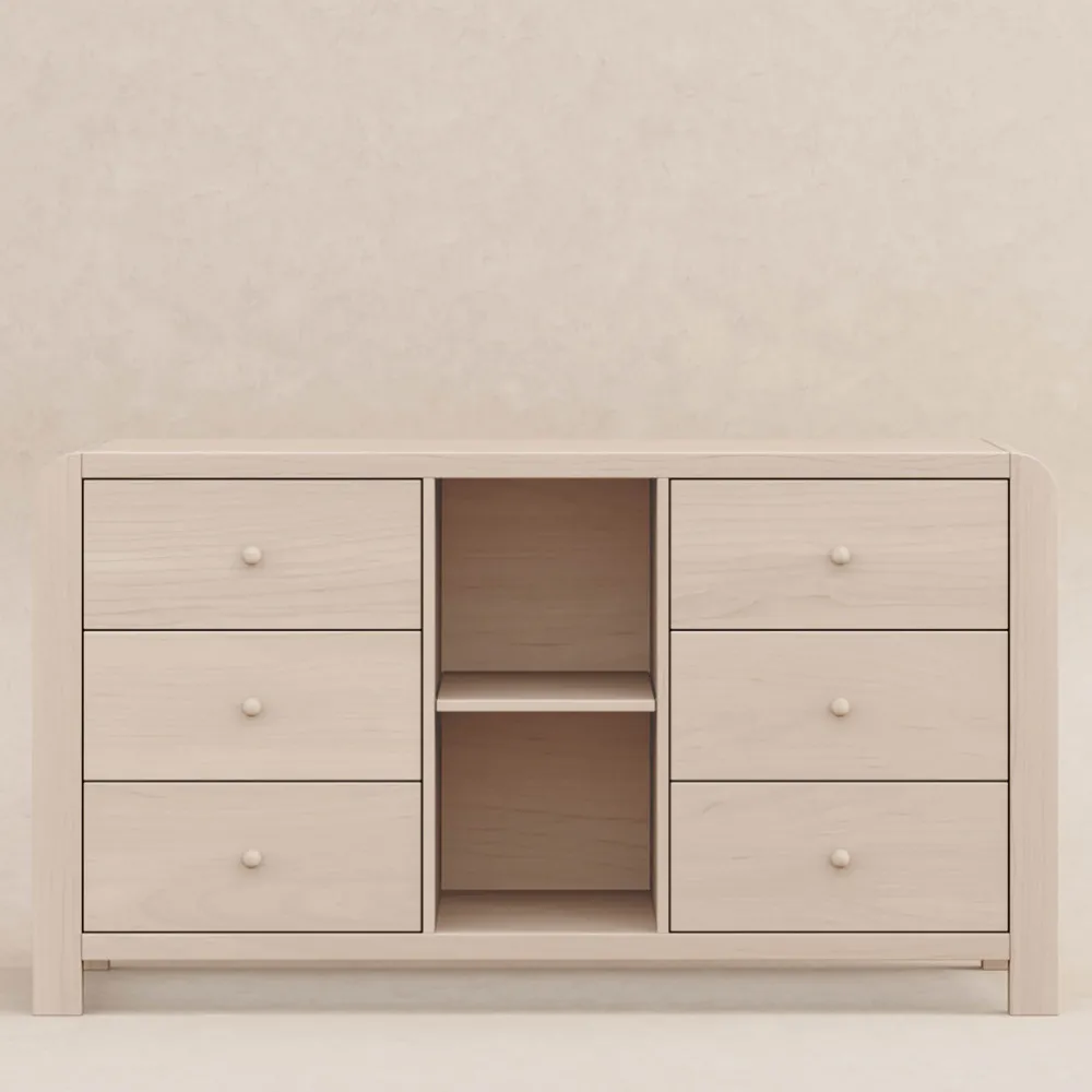 TipToe 6-Drawer Extra Wide Assembled Dresser with Cubbies (62")