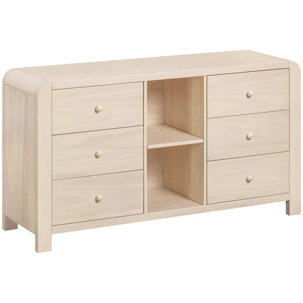 TipToe 6-Drawer Extra Wide Assembled Dresser with Cubbies (62")