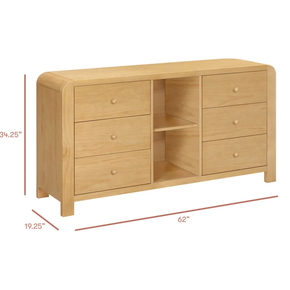 TipToe 6-Drawer Extra Wide Assembled Dresser with Cubbies (62")
