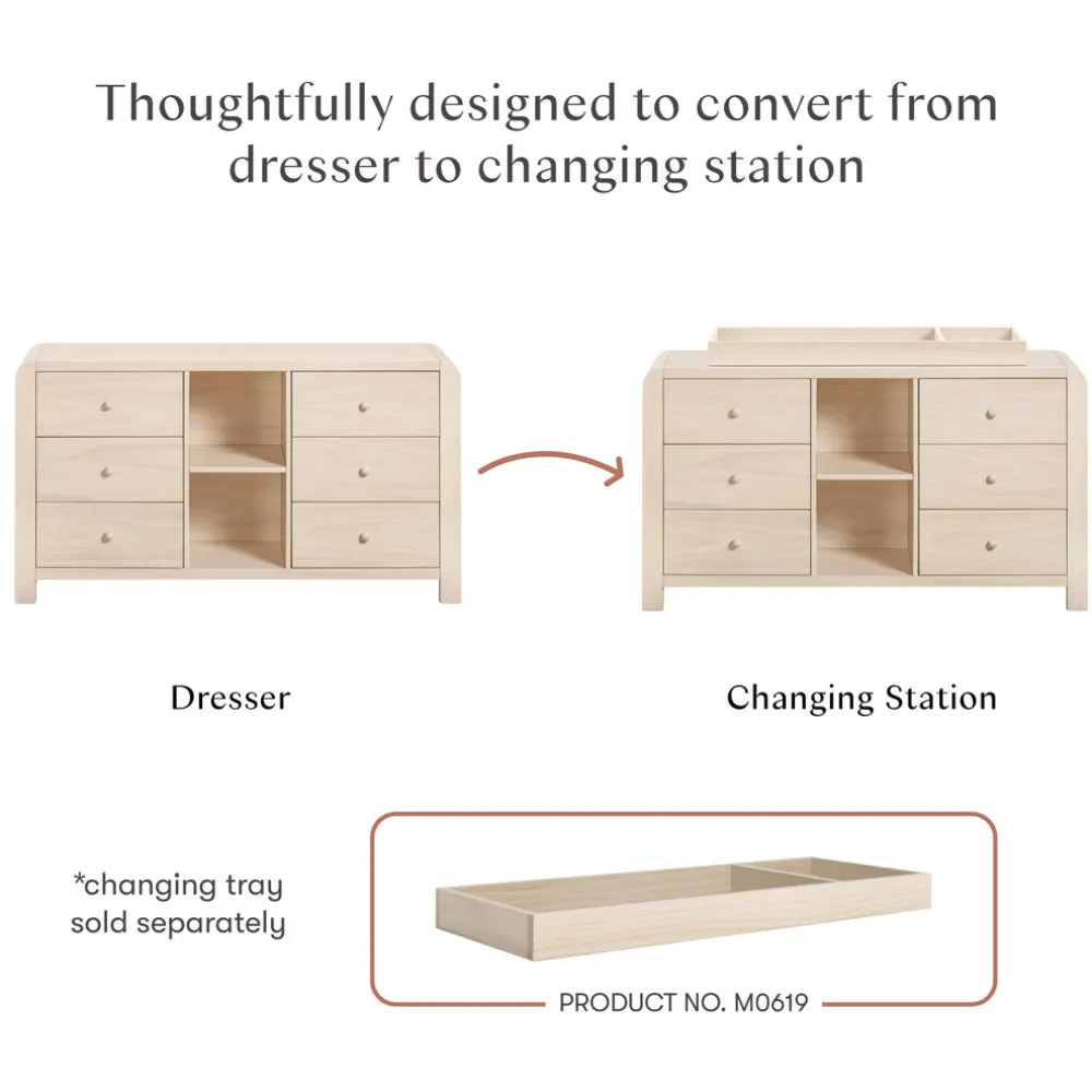 TipToe 6-Drawer Extra Wide Assembled Dresser with Cubbies (62")