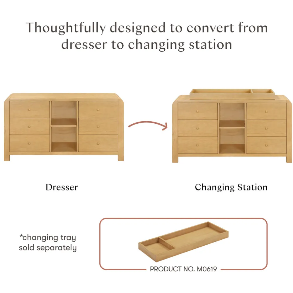 TipToe 6-Drawer Extra Wide Assembled Dresser with Cubbies (62")