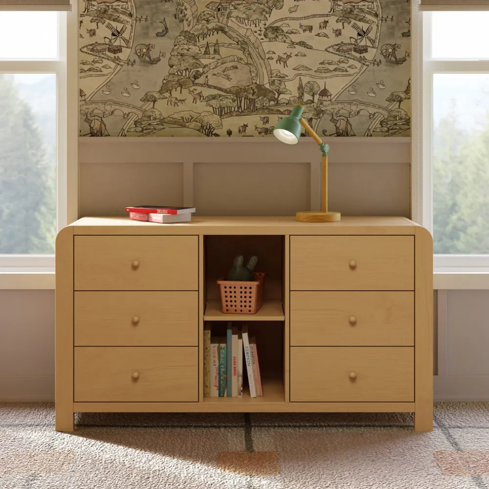 TipToe 6-Drawer Extra Wide Assembled Dresser with Cubbies (62")