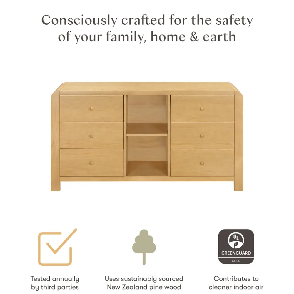 TipToe 6-Drawer Extra Wide Assembled Dresser with Cubbies (62")